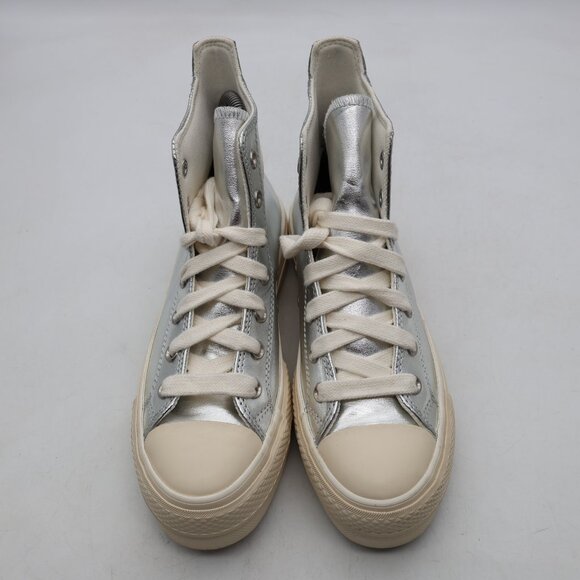 Converse All Star Lift Shoes Women's Size 7.5 Metallic Silver High Top A09902C - Picture 2 of 9